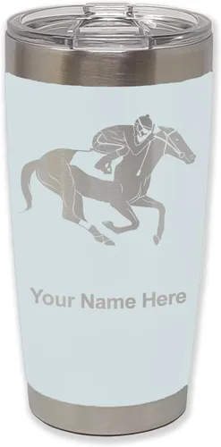 Vista 17 de LaserGram Vaso aislado al vacío de 20 onzas, carreras de caballos, grabado personalizado incluido (negro)