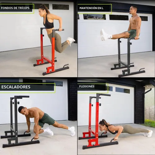 Vista 5 de ProsourceFit Estación de flexiones con altura ajustable, equipo para parte superior del cuerpo para gimnasio en casa Rojo