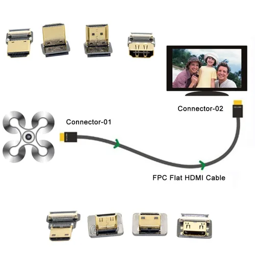 Vista 6 de chenyang Espesor 0.012 in Paso 0.020 in 20Pin Cinta Flexible Cable plano 0.65FT/0.2M para conector HDMI, Raspberry Pi, GoPro, Mini Display, Dron