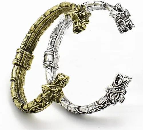 Vista 3 de Zhubobo Brazalete de brazo vikingo nórdico para hombre Fenrir con cabeza de lobo