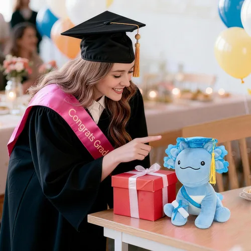 Vista 7 de Tezituor Juguete de peluche de ajolote de graduación 2026, bonito animal de peluche de graduación de 8 pulgadas, regalo para niños y niñas