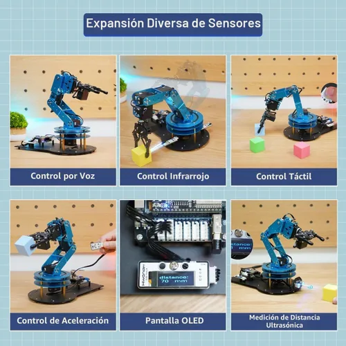 Vista 7 de Kit de brazo robótico 6DOF Robot de programación con 6 servos, mango, garra mecánica, etc, control de aplicación de software de PC con tutorial
