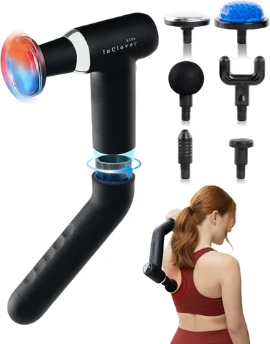 Vista 9 de Pistola de masaje InClover Life con mango extraíble para masaje muscular de tejido profundo – masajeador manual de percusión con calor para espalda