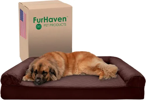 Vista 35 de Furhaven Cama para perro de espuma viscoelástica para perros medianos y pequeños con cojines extraíbles y funda lavable, para perros de hasta 35