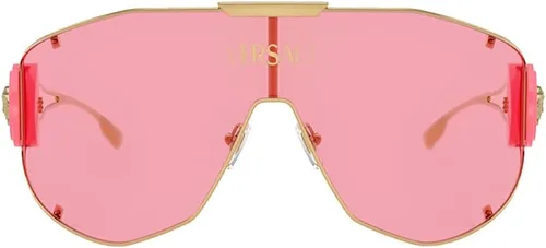 Vista 2 de Versace VE 2268 100284 - Gafas de sol con escudo de metal dorado, lente rosa