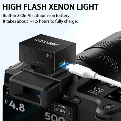 Vista 4 de MEDALight F1 Mini cámara flash flash Speedlite para Ricoh (GR3/GR3X, etc.) Nikon/Canon/Fuji, cámaras de película digital, mini flash de zapata