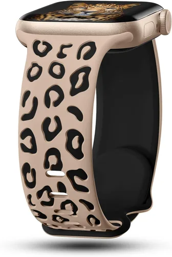 Vista 12 de CreateGreat Correas de leopardo grabadas compatibles con Apple Watch Band de 1.575 in 1.614 in 1.496 in 1.654 in 1.732 in 1.772 in 1.811 in 1.929 in