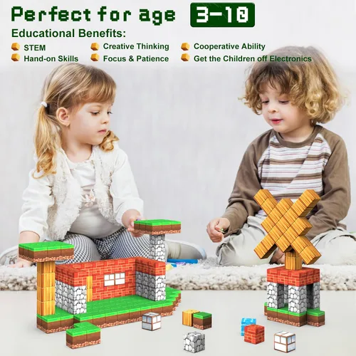 Vista 5 de Juguetes de Bloques Magnéticos, Juguetes de Construcción Magnética 3D Conjunto de Juego de Bloques, 100 Piezas de Juguetes de Construcción