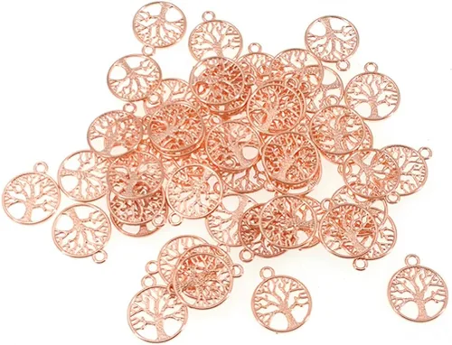 Vista 6 de ALIMITOPIA 50 dijes de árbol de la vida de aleación para manualidades, pulseras, collares, joyas, accesorios