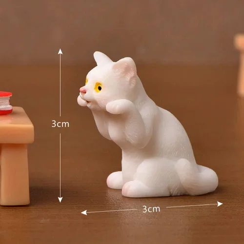 Vista 7 de Juego de 10 piezas de juguetes de personaje de gato Kawaii para decoración de tartas, figuras de gato, decoración de escritorio, regalo de Navidad