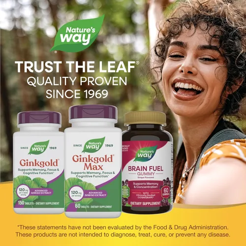 Vista 7 de Nature's Way Ginkgold Max Advanced Ginkgo Extracto para agudeza mental, 1 x diario de 120 mg, 60