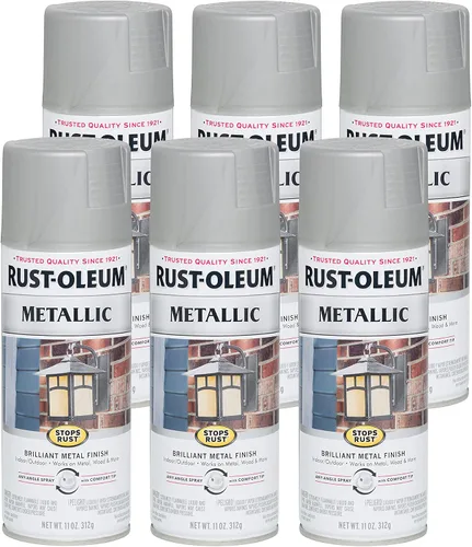 Vista 5 de Rust-Oleum 7274830 Pintura en aerosol metálica que detiene la oxidación, 11 oz, latón antiguo
