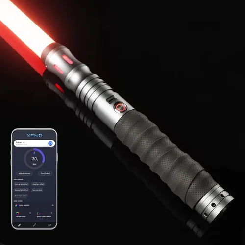 Vista 7 de Sables de luz para duelo con balanceo suave con APP – Sables de luz RGB cambiables de 16 colores, empuñadura de metal con control de movimiento