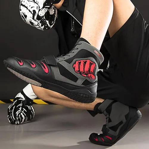 Vista 4 de UKUBAG Zapatos de lucha libre para hombre, tenis de boxeo ligeros, zapatos de lucha de boxeo, zapatos deportivos casuales
