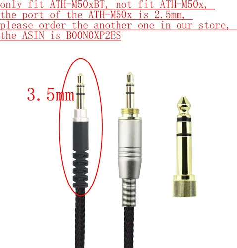 Vista 2 de NewFantasia Cable de actualización de audio de repuesto compatible con Audio-Technica ATH-M50xBT, ATH-AR3BTBK, ATH-SR50BT, ATH-ANC9, ATH-ANC7B