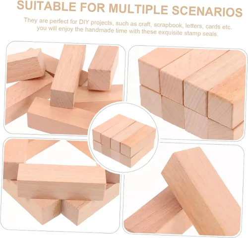 Vista 7 de EXCEART 8 piezas de suministros de tallado de madera para tallar, palo de patio, diario de madera de balsa, sello de libro, bloque de construcción