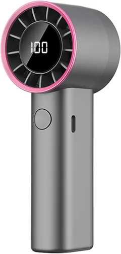 Vista 12 de Ventilador de mano portátil, mini ventilador personal ajustable de 100 velocidades, funciona con batería recargable USB-C de 3000 mAh, pantalla Beige
