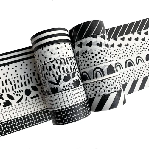 Vista 2 de ZYNSHE - Juego de 12 rollos de cinta adhesiva washi de 15 mm de ancho, linda y decorativa para diario, álbum de recortes, manualidades, bullet
