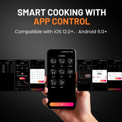 Vista 7 de Termómetro inteligente inalámbrico Bluetooth para carne, control de monitoreo en tiempo real, termómetro digital con aplicación inteligente, sonda