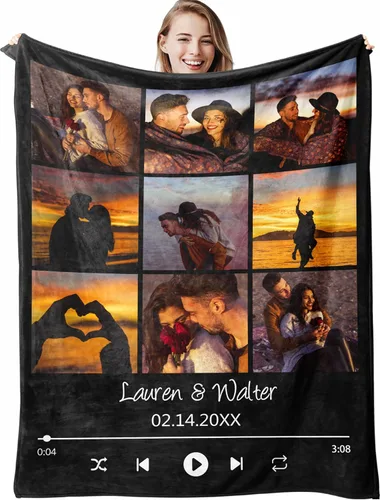 Vista 17 de D-Story Manta personalizada con fotos con cualquier texto - Mantas con imágenes personalizadas para Navidad, cumpleaños, regalos para parejas