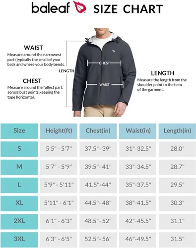 Vista 7 de BALEAF - Chaqueta impermeable para hombre, rompevientos, plegable, transpirable, ligera, resistente al viento, para senderismo, al aire libre