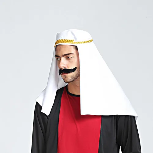 Vista 5 de Sombrero árabe para hombre, tocado árabe, accesorios para decoración de Halloween (M) blanco, Blanco