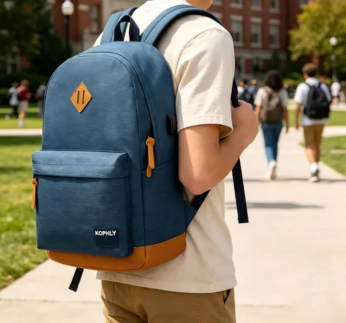 Vista 3 de Mochila Grande de Equipaje de Mano para Portátil para Viajes, Azul