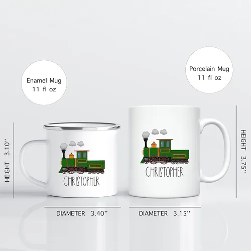 Vista 3 de Taza Personalizada para Niños, Niños, Niñas Taza Personalizada de Chocolate Caliente, Cacao, Café y Té Regalo de Cumpleaños con Nombre D11 - Tren