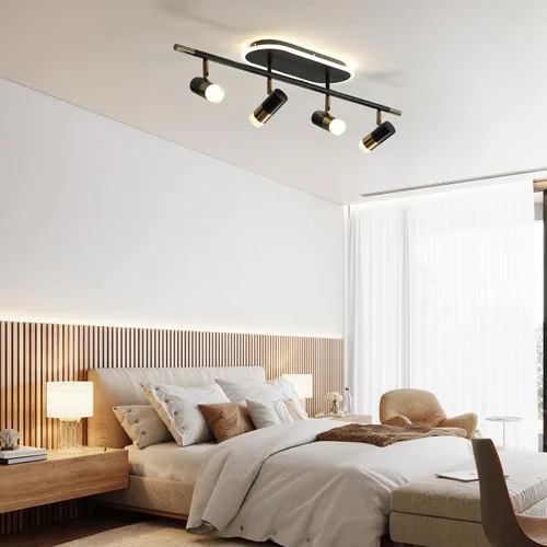 Vista 9 de Jaycomey Lámpara LED de 4 luces con control remoto, focos de luz de techo regulables de 41 W, ajustable de 3000 K-6500 K, moderna lámpara de techo