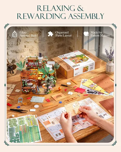 Vista 5 de Rolife Leafree Café DIY Kit de casa en miniatura con luz LED