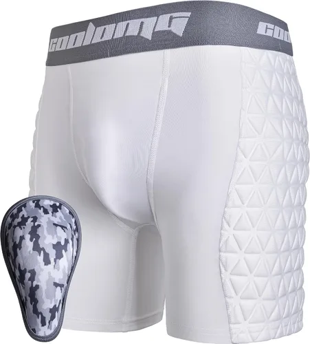 Vista 7 de COOLOMG Men Adult Baseball Sliding Shorts with Foam Athletic Cup Negro_r2