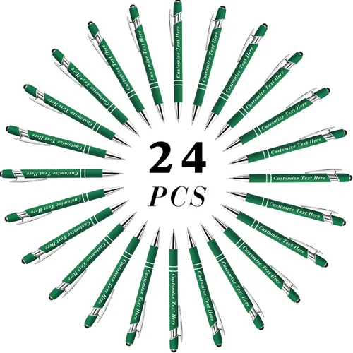 Vista 52 de Bolígrafos personalizados a granel con punta de lápiz capacitivo, 12 bolígrafos personalizados con logotipo de mensaje con nombre, bolígrafos
