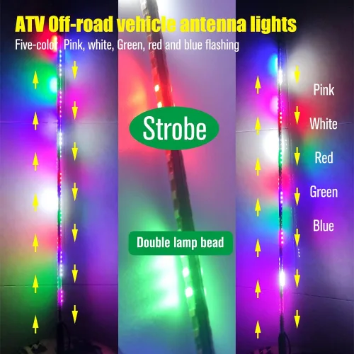 Vista 2 de 2 luces LED de látigo de 3.2 pies, luz LED estroboscópica automática de 270° para ATV UTV, con base de resorte, luces de látigo de antena