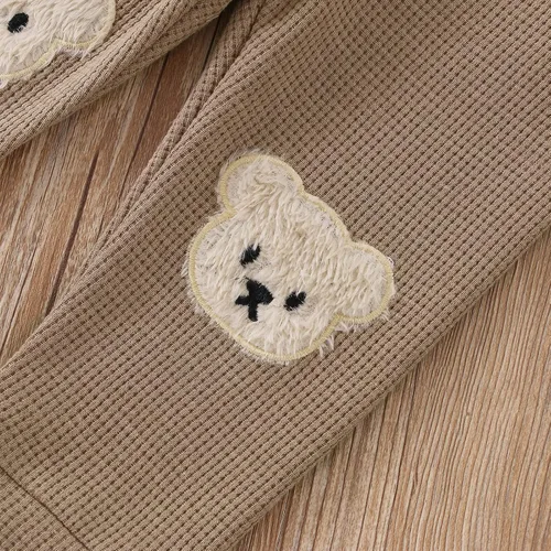 Vista 4 de Pantalones deportivos para bebés, niños y niñas, pantalones casuales de gofre, pantalones de harén unisex para bebés