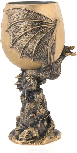 Vista 2 de Royal Selangor Colección Juego de Tronos acabado a mano de peltre edición limitada Gilt Drogon Goblet Gift