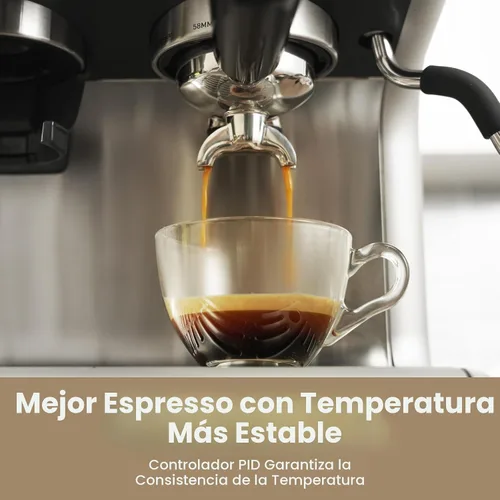 Vista 5 de Gevi Máquina de café expreso de doble caldera con molinillo incorporado, portafiltro comercial de 2.283 in, varita de vapor barista, 31 ajustes