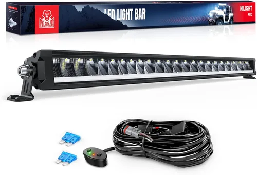Vista 11 de Nilight Barra de luz LED con DRL ámbar 2 PCS 15 W 5.3 pulgadas fila única 1680 LM anti-reflejo punto todoterreno luces de conducción delgadas IP68