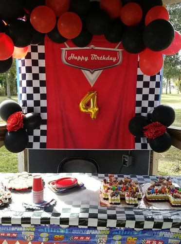Vista 6 de Telón de fondo de coche para fiesta de niño, competición de carreras, fondo de fotografía de 6x5 pies, temática de carreras de automóviles