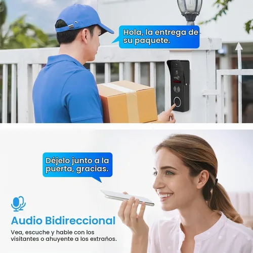 Vista 5 de ANJIELO SMART Timbre de video con cable con monitor interior, sistema de portero de video, cámara de entrada de puerta cableada con audio Negro