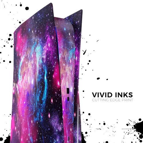 Vista 4 de Bright Trippy Space - Kit de calcomanías de cuerpo completo compatible con la consola Sony Playstation 5 (unidad de disco) + controlador