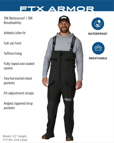 Vista 2 de FROGG TOGGS FTX Armor Premium - Baberos de pesca impermeables para hombre, color azul océano, talla S