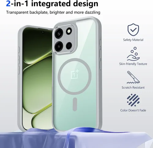 Vista 645 de Funda magnética transparente compatible con Xiaomi 17T, color negro 2 en 1 PC + TPU cubierta de teléfono a prueba de golpes, carcasa protectora