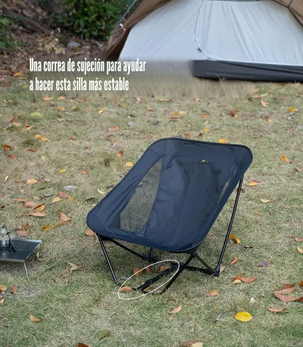 Vista 5 de Silla plegable de camping ultraligera y compacta con bolsillo lateral y bolsa de transporte (Negro) con bolsillo lateral y bolsa de transporte