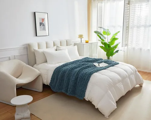 Vista 6 de Longhui bedding Manta de punto grueso hecha a mano, lujosa manta de punto trenzado de felpilla para sofá, sofá y cama, manta decorativa ultra suave