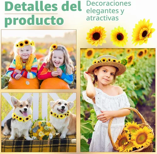Vista 4 de 150 piezas de girasoles artificiales de seda artificial, decoración