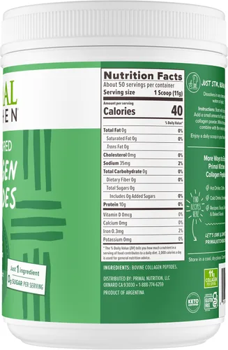 Vista 9 de Primal Kitchen Péptidos de colágeno, Polvo de colágeno sin sabor, 1.2 Libras