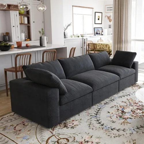 Vista 25 de Sofá modular Cloud de 79 pulgadas, sofá biplaza modular convertible con otomana de almacenamiento, sofá de tela de lino y algodón para sala