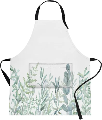 Vista 13 de Britimes Delantal de cocina para el hogar, cocina, horneado, jardinería, para mujeres y hombres, con bolsillos, beige, abstracto, textura