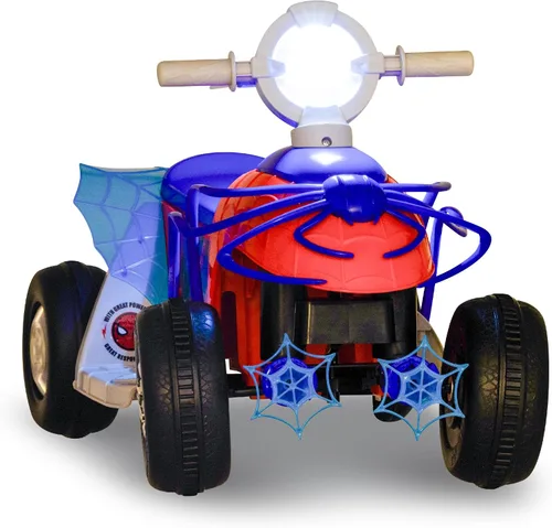 Vista 7 de Kid Trax - Cuatriciclo de juguete premium para montar con diseño de Spider-Man de Marvel para niños pequeños de 18 a 30 meses y con un peso máximo