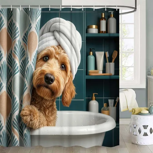 Vista 13 de Divertida cortina de ducha con diseño de gato con gorila en la selva, decoración de baño de animales humorísticos en blanco y negro, juego